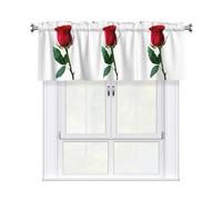 Migpkd Red Rose Psd Tende Mantovana, Tasca Asta Breve Tenda Mantovana Finestra Per Soggiorno, 137 X 45 Pollice