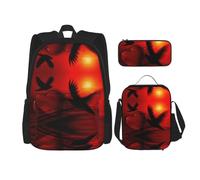 Migpkd Uccello Love Heart Art School Bag Pencil Case Lunch Bag Combinationbackpack per bambini Scuola Bookbag