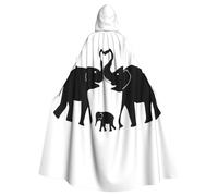 Migpkd Vecchio elefante e giovane elefante lungo mantello con cappuccio mantello adulto Halloween mantello per costumi cosplay unisex
