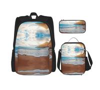 Migpkd Water Rush to Tropical Beach School Bag Pencil Case Lunch Bag Combinationbackpack for Kids School Bookbag