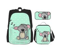 Migpkd Zainetto per la scuola con motivo koala addormentato, borsa portapranzo, zaino per la scuola per bambini