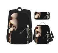 Migpkd Zaino da scuola con scheletro, astuccio portapranzo, zaino combinato, per bambini