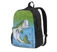 Migpkd Zaino da scuola per ragazzi e ragazze, zaino da scuola per pesca che salta fuori dall'acqua, borsa per libri universitari, zaino leggero per computer portatile casual