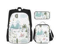 Migpkd Zaino per la scuola con dinosauro che cammina, astuccio per il pranzo, zaino combinato, per bambini