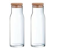 Migros Cucina & Tavola - Caraffa in vetro con tappo in sughero, per acqua, succo di frutta, 1000 ml, 2 pezzi