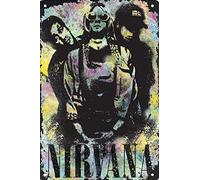 Migsrater Nirvana Targa da parete in latta poster in metallo dipinto in ferro retrò decorazione da parete vintage band appesa regalo cortile bar pub caffè stadio cinema wc regalo 20 x 30 cm