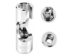 MIGUBIGU 1 PCS Bussola per Sonda Lambda 14 mm 3/8, Chiave Sonda Lambda 14 mm, Chiave a Bussola Esagonale CRV Acciaio per Rimozione del Sensore di Ossigeno e Delle Tubazioni del Carburante