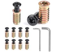 MIGUBIGU 10 Coppie Boccole Filettate per Legno con viti Torx M8*35 mm, Inserti Filettati M8*25 mm con Viti a Testa Piatta e 2 Chiavi, Vite Testa Bombata per Mobili in Legno, Tavoli, Sedie