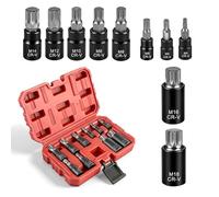 MIGUBIGU 10 PCS Set Chiavi XZN con Scatola per Avvitatore M4 M5 M6 M8 M9 M10 M12 M14 M16 M18, Set Bussole 12 Punte 1/2 1/4 3/8, Chiavi a Bussola Torx Maschio, per Riparare Motocicli, Mobili