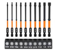 MIGUBIGU 10 Pezzi Inserti Esagonali per Avvitatore Professionali 1/4 100mm, Punte Brugola per Avvitatore con Magnetismo, Punte per Cacciavite Esagonale 5/64 3/32 7/64 1/8 9/64 5/32 3/16 7/32 1/4 5/16