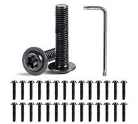 MIGUBIGU 30 PCS Viti a Testa Bombata con Flangia M6 x 30 mm Vite Legno Testa Bombata Torx con Chiave Torx, Viti Testa Flangiata, Filettatura Completa Nero, per Mobili, Elettrodomestici, Macchinari