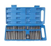 MIGUBIGU 40 PCS Set Chiavi a Bussola 1/2", 3/8", Set di Inserti per Chiavis a Bussola Esagonale, Kit Chiavi Torx T20-T55 M5-M12 H4-H12, Include Torx, Spline, Hex Bit Socket per Officina e Fabbrica