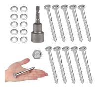 MIGUBUGI 10 PCS Viti Autofilettanti per Metallo Testa Esagonale M10*100 mm con Rondelle e Bussola Esagonale, Viti per Legno, Tirafondi Testa Esagonale, Viti Esagonali per la Giunzione del Legno