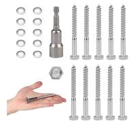 MIGUBUGI 10 PCS Viti Autofilettanti per Metallo Testa Esagonale M8*100 mm con Rondelle e Bussola Esagonale, Viti per Legno, Tirafondi Testa Esagonale, Viti Esagonali per la Giunzione del Legno