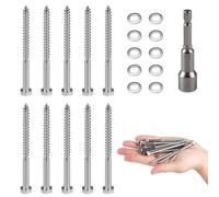 MIGUBUGI 10 PCS Viti per Legno Testa Esagonale M6*80 mm con Rondelle e Bussola Esagonale, Viti a Testa Esagonale, Tirafondi Testa Esagonale, Viti Esagonali per la Giunzione del Legno