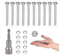 MIGUBUGI 10 PCS Viti per Legno Testa Esagonale M8*60 mm con Rondelle e Bussola Esagonale, Viti a Testa Esagonale, Tirafondi Testa Esagonale, Viti Esagonali per la Giunzione del Legno