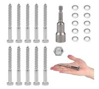 MIGUBUGI 10 PCS Viti per Legno Testa Esagonale M8*80 mm con Rondelle e Bussola Esagonale, Viti a Testa Esagonale, Tirafondi Testa Esagonale, Viti Esagonali per la Giunzione del Legno