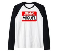 Miguel Hello Hi My Name Is Maglietta con Nome Personalizzato Maglia con Maniche Raglan