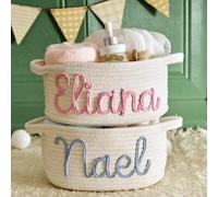 Miguha Cestino portaoggetti personalizzato in corda di cotone fatto a mano for la casa, for oggetti vari, libri, giocattoli, vestiti, baby shower.