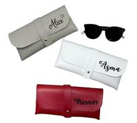 miguha Custodia for occhiali personalizzata con nome, morbida custodia for occhiali da sole in pelle, iniziali personalizzate, regali di compleanno, porta occhiali con fibbia a bottone