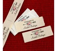 miguha Etichette for Abbigliamento Personalizzate 20x50mm, Etichette Personalizzate in Cotone Naturale da Cucire O in Tessuto Piegato con Il Tuo Logo, Nome/Testo(20x60mm)