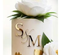 Miguha Lettera personalizzata for torta, iniziale personalizzata for coppia di sposi, decorazioni for torte multistrato in legno acrilico for feste di compleanno