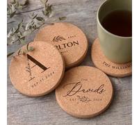 Miguha Sottobicchieri in sughero personalizzati, assorbenti, resistenti al calore e all'acqua, for tazze e tazze, sottobicchieri rotondi con nome inciso for gli ospiti di nozze(5mm thick)