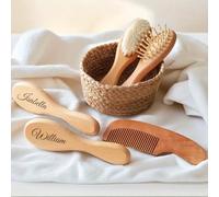 Miguha Spazzola for capelli personalizzata for neonati, regalo for baby shower, spazzola di lana personalizzata, pettine a cuscino d'aria, pettine piatto, set da 3 pezzi for neonati, regalo for neomam