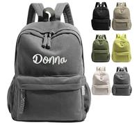 miguha Zaino personalizzato, morbido, con spallacci, grande capacità, nome unico personalizzato, velluto a coste ricamato, design speciale(Gray)