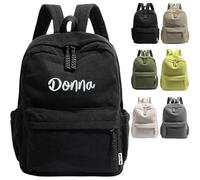 miguha Zaino personalizzato, morbido, con spallacci, grande capacità, nome unico personalizzato, velluto a coste ricamato, design speciale(Black)