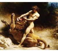 MiguOo Arte della Parete Della Tela Poster Stampe Artistiche Famoso il Sansone della Giovinezza di Leon Bonnat per l'arredamento del corridoio 60x90cm