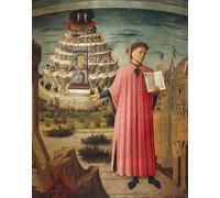 MiguOo Famoso Arte Della Parete Della Tela Poster Stampe Artistiche Dante Alighieri con la Divina Commedia in mano di Domenico Di Michelino per L'arredamento del Corridoio 60x90cm