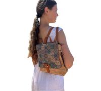 MIGURA Zaino Donna In Sughero Naturale Ecologico Borsa Casual Vintage Impermeabile Per il Giorno a Giorno Viaggi Itinerari Sport Elegante Vegana - Mandala Blu, multicolore, M