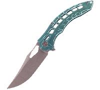 Miguron Knives Geloty 3.65" Vanax, Satin Green Crystal Ti Handle