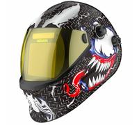 MIGVAN Casco da saldatura automatico True-Color 100 × 82 mm, campo visivo | Maschera per saldatura, a batteria solare, DIN 4/5-9/9-13, per MIG, TIG, MMA, ARC, levigatura, solo 525 g, leggera, H-26