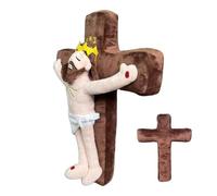 Mihauuke Bambola Peluche Gesù | Bambola di Peluche Gesù con Croce Morbida - Figura Religiosa Morbida per Decorazione Casa Vacanza Bambini Camera Divano Letto Auto