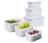 Mihauuke Contenitori Alimenti Da Cucina - Cestino Traspirante Con Scolatura Trasparente | Contenitore Verdura Frutta Alimenti - Per Cucina Frigorifero Dispensa Pranzo Campeggio Preparazione Pasti Casa