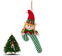 Mihauuke Decorazioni Natalizi Caramelle | Pupazzo Peluche di Zucchero con Cappello Verde,Bambola con Cappello Verde e Bastone per Casa Giardino Porte Interno Esterno