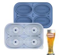 Mihauuke Forma per Ghiaccio Football - Stampo da Cucina 3D con 4 Cavità,Forma In Silicone Per Raffreddare Bevande,Per Bar Whisky Cocktail Torta Cioccolato Caramelle Palline Di Ghiaccio