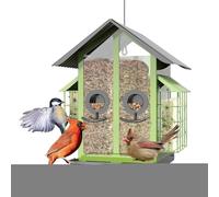 Mihauuke Mangiatoie Per Cardellini Esterni | Mangiatoie Per Uccelli Selvatici In Metallo Con Doppio Tetto - Accessori Per Birdwatching Da Balcone Giardino Terrazzo Per Appassionati Di Natura