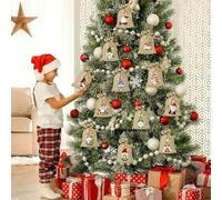 Mihauuke Sacchetti Con Cordino Natalizi - 12 Pezzi Forniture Per Feste Riutilizzabili,Sacchetto Per Caramelle Natalizio,Per Halloween Capodanno Bambini Adulti Famiglia Amici Matrimonio Festa Vigilia