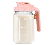 Mihlapi Brocca in vetro con coperchio e beccuccio, 907,2 g, brocca in vetro spesso, brocca per tè solare, contenitore per bevande, coperchio con beccuccio a bocca larga per frigorifero (1 confezione,