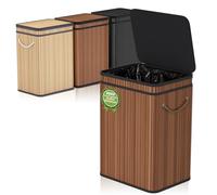 Mihoho 80 Litri grande Pattumiera con coperchio, Pattumiera per rifiuti in bambù, Pattumiera per esterni/rifiuti/cestino per casa, ufficio, bagno, cucina 40X30X60 CM (Noce Premium)