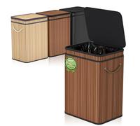 Mihoho Pattumiera grande da 80 litri/21 galloni con coperchio, cestino per rifiuti in bambù, pattumiera per esterni/bidone per rifiuti per casa, ufficio, bagno, cucina 40X30X60 CM (marrone)