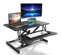 Mihoho Scrivania in piedi regolabile in altezza, 80 cm, doppio monitor e postazione di lavoro per laptop con ampio vassoio per tastiera, convertitore per ufficio e casa (80 cm)