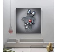 MIHTRA Arte della Parete Effetto 3D Cuore d'Amore, Moderno Quadro su Tela Figura Astratta in Metallo Scultura Tela con Cornice per Soggiorno Camera da Letto Divano TV Sfondo Home Gym Decor