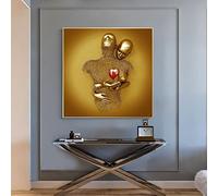 MIHTRA Arte della Parete Effetto 3D Cuore d'Amore, Moderno Quadro su Tela Figura Astratta in Metallo Scultura Tela con Cornice per Soggiorno Camera da Letto Divano TV Sfondo Home Gym Decor