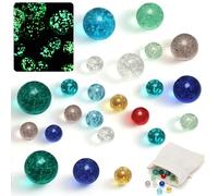 MIHURO 20 pezzi di vetro per marmi, 16 mm/25 mm/30 mm, biglie di vetro al buio, con sacchetto a coulisse, vetro per giochi di marmotta, per bambini, progetti fai da te, decorazione per la casa (grande