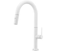 MIICE Rubinetto da cucina con teledotto - Rubinetto da cucina con manico flessibile a 360° - monocomando lavello estraibile serie Samoa bianco opaco GCE017/BL Imex