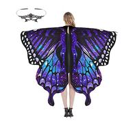 MiiDD Scialle Farfalla per Donna,Mantello Sciarpa di Ali Farfalla Morbida Traspirante Mantello in Poliestere 168 * 136cm,Mantelli Donna per Feste Natale Halloween Esibizione di Danza Party(Viola)